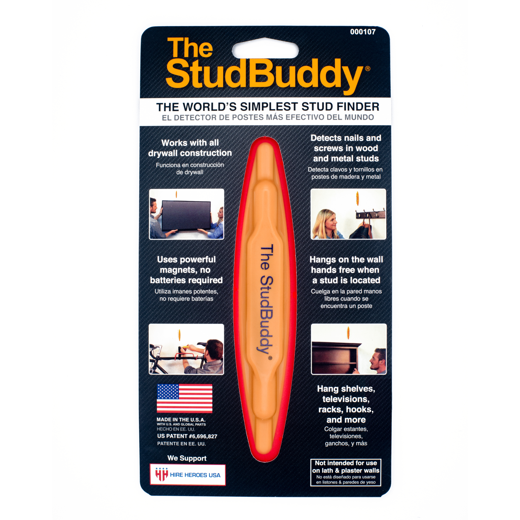 The StudBuddy Magnetic Stud Finder - Ergonomic Design, Plastic, Model# 000107
